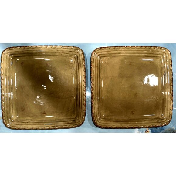 Artimino Tuscan Countryside Sage Stoneware Square 2 Plates Set - Picture 8 of 8